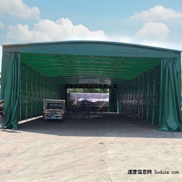 郑州中原电动轮式推拉篷 伸缩雨棚 户外遮阳蓬厂家推荐
